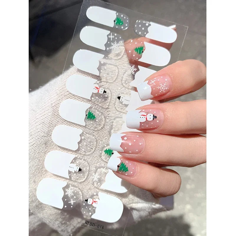 Winter nail art Christmas sticker gel wrap for festive holiday looks - 25