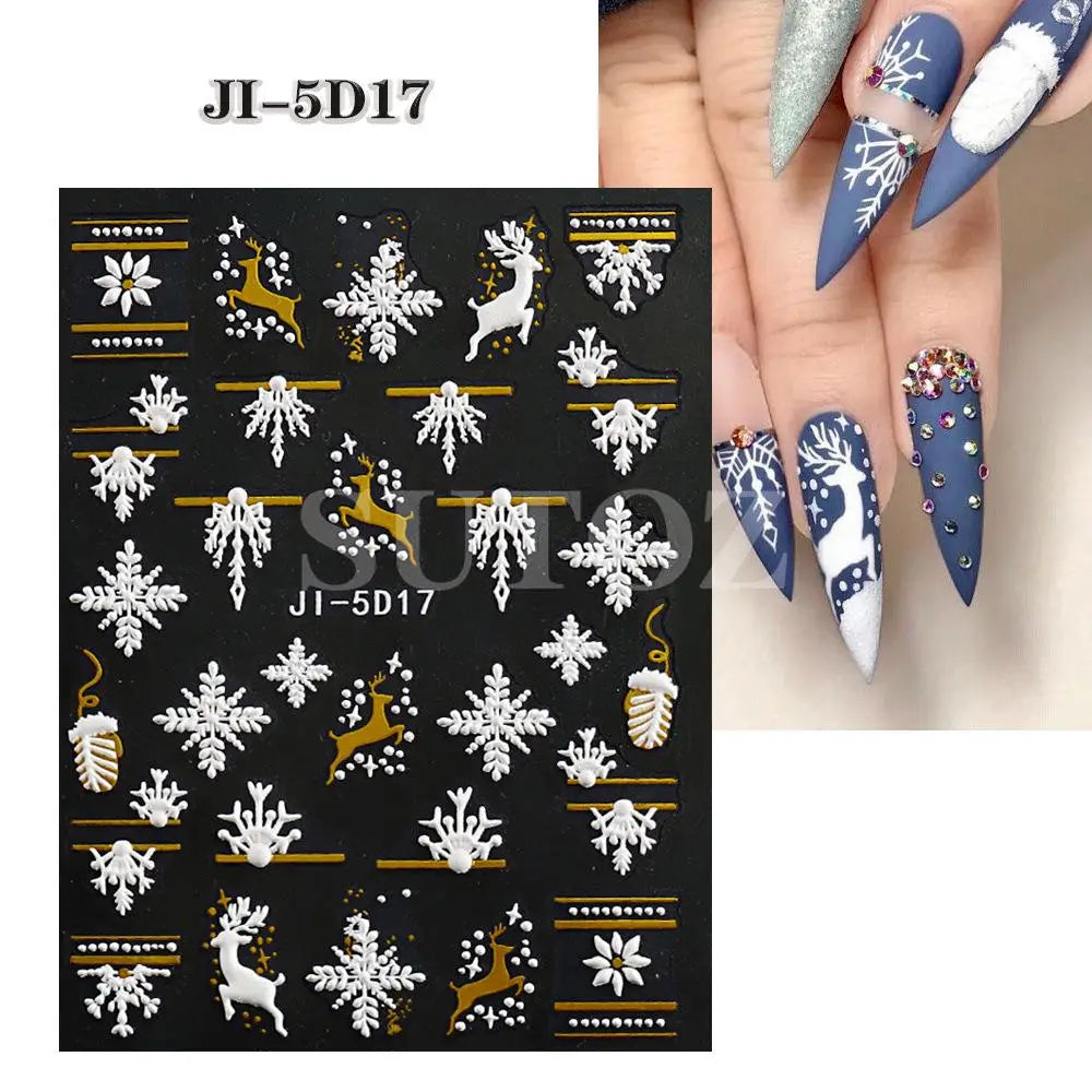 Christmas party nail art decor winter sticker for holiday manicure styling