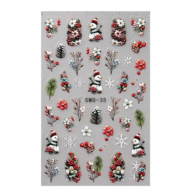Christmas party nail art decor winter sticker for holiday manicure styling - 48