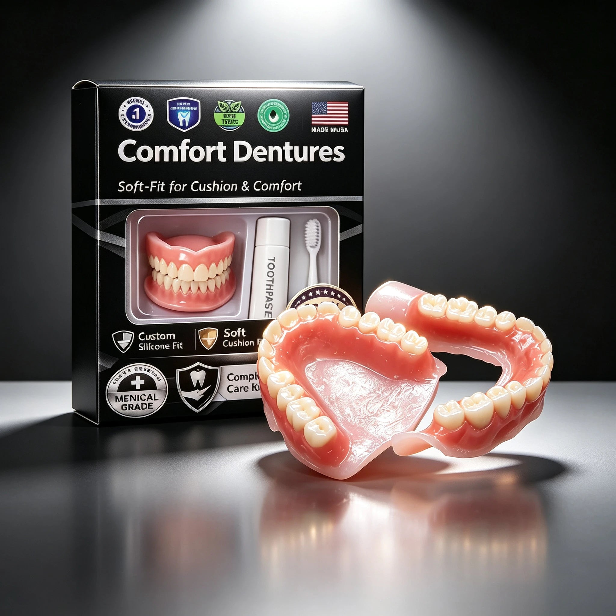 Daily Smile Moldable Silicone Upper Lower False Teeth Kit For Instant Fit - 3
