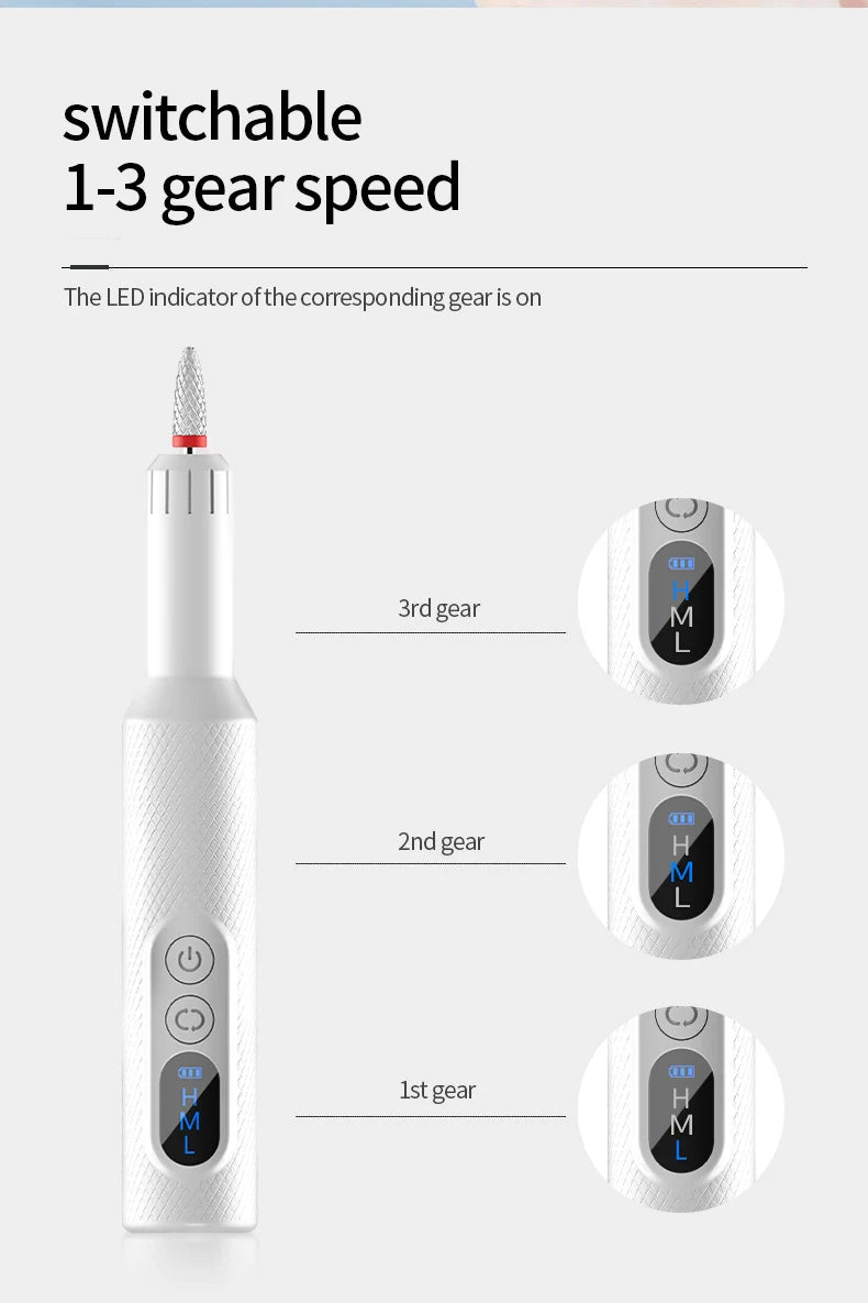 Salon Manicure Electric Nail File Machine for Easy At Home Gel Filing - 10