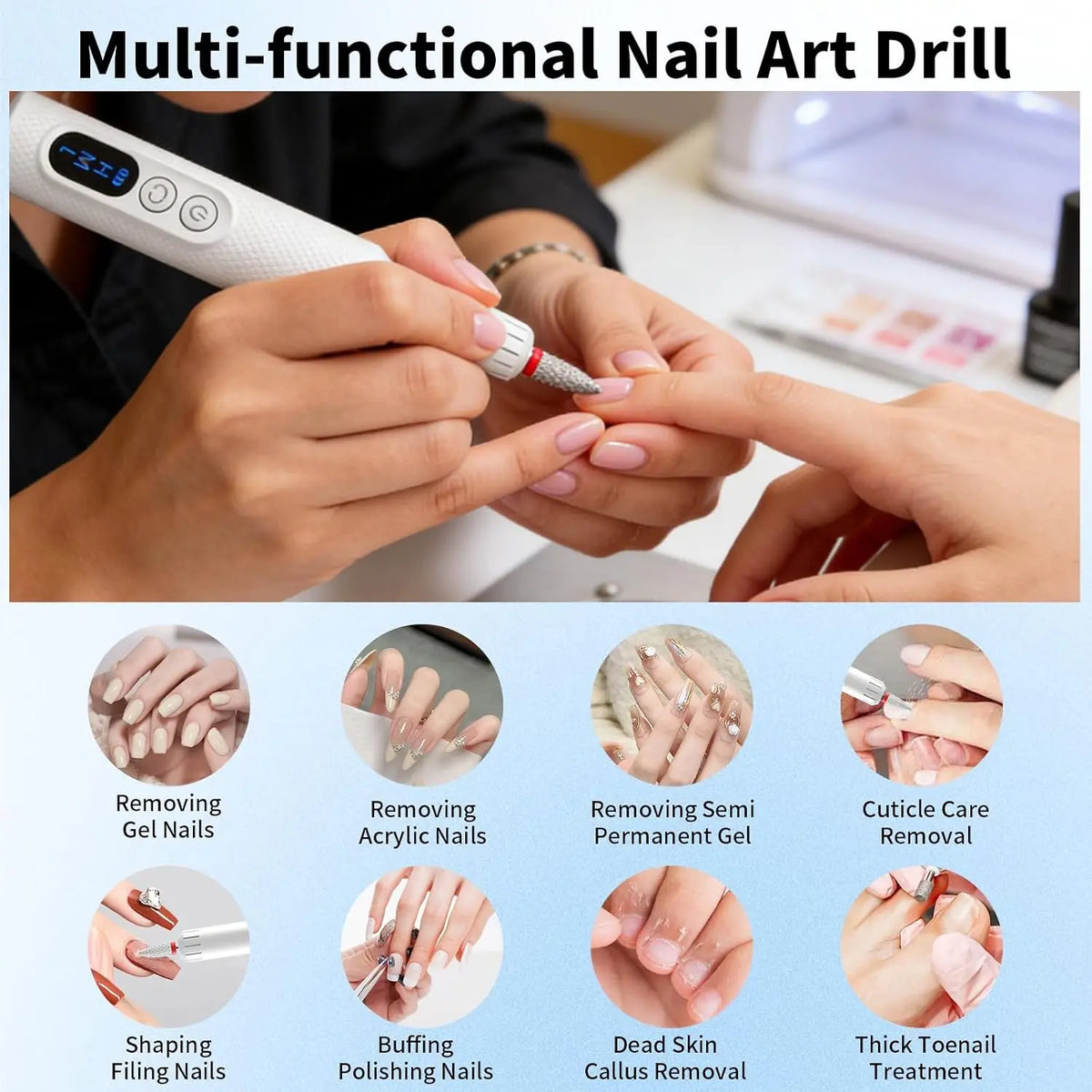 Salon Manicure Electric Nail File Machine for Easy At Home Gel Filing