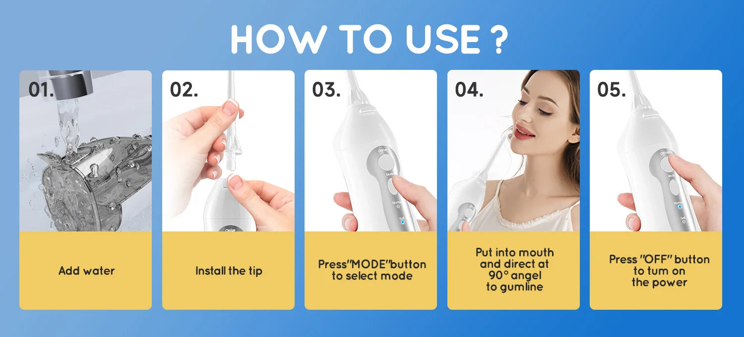 Travel Cordless Water Flosser Portable Teeth Clean USB Rechargeable Jet - 12