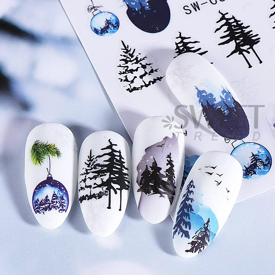 Christmas party nail art decor winter sticker for holiday manicure styling - 5