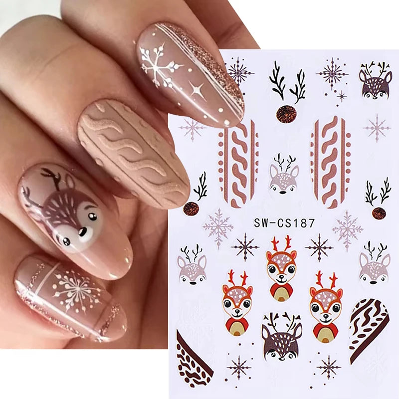 Christmas party nail art decor winter sticker for holiday manicure styling - 9