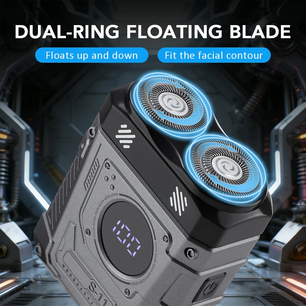 Travel Electric Shaver Dual Head LED Display Cordless Portable Razor