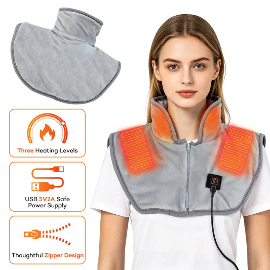 Winter Electric Heating Shoulder Neck Pad USB Heated Back Wrap Shawl