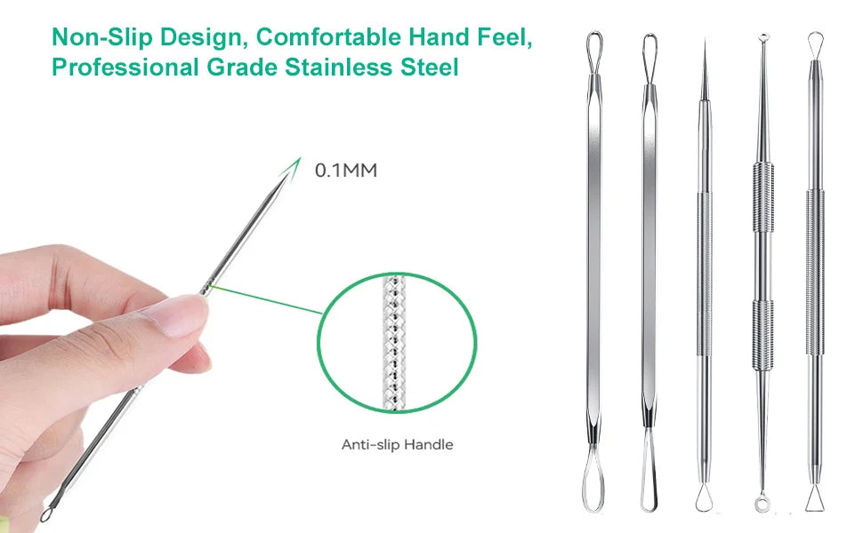 Bathroom mirror skin care 5PCS Blackhead Removal Kit for deep facial cleaning - 9