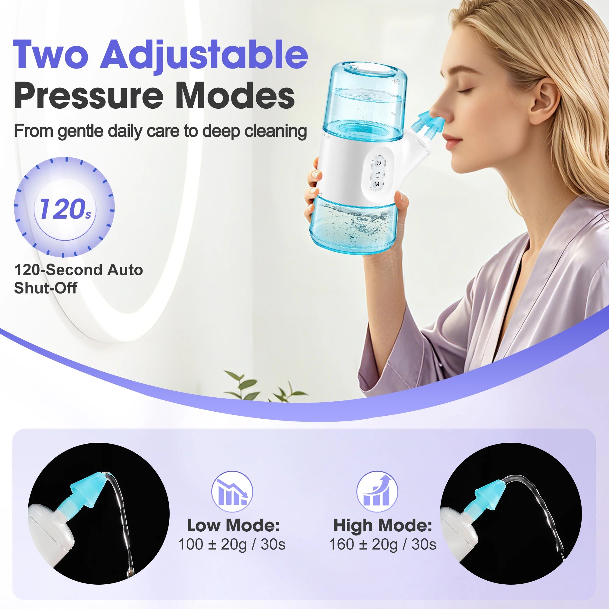 At Home Electric Nasal Irrigator with Rotating Nozzle and Water Tank - 8