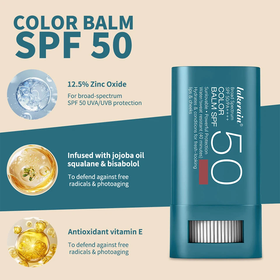 Outdoor Makeup SPF 50 Blush Balm Stick for Sun Protection and Color - 10