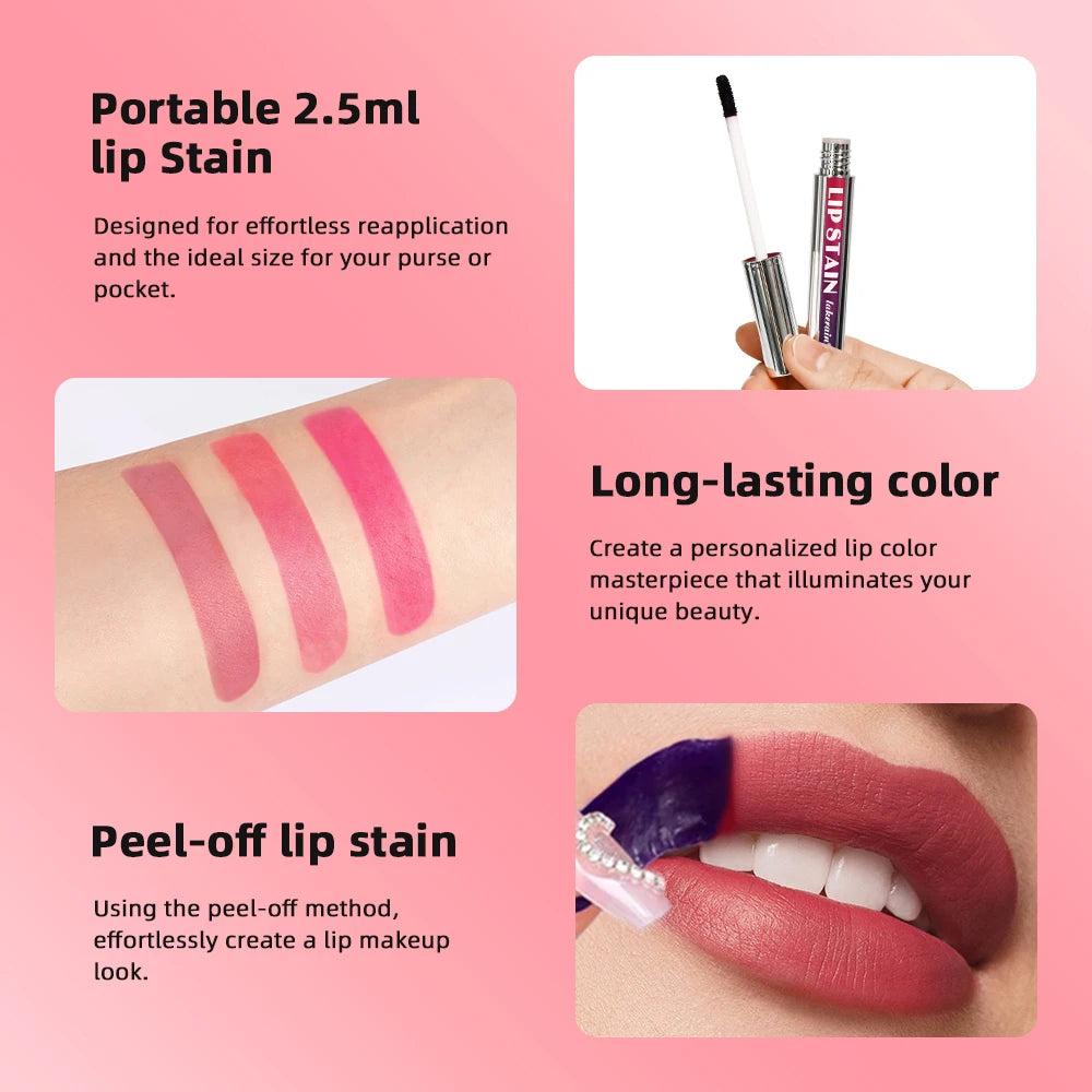 Daily Makeup Peel Off Lip Stain Set Long Lasting Waterproof Tint - 5