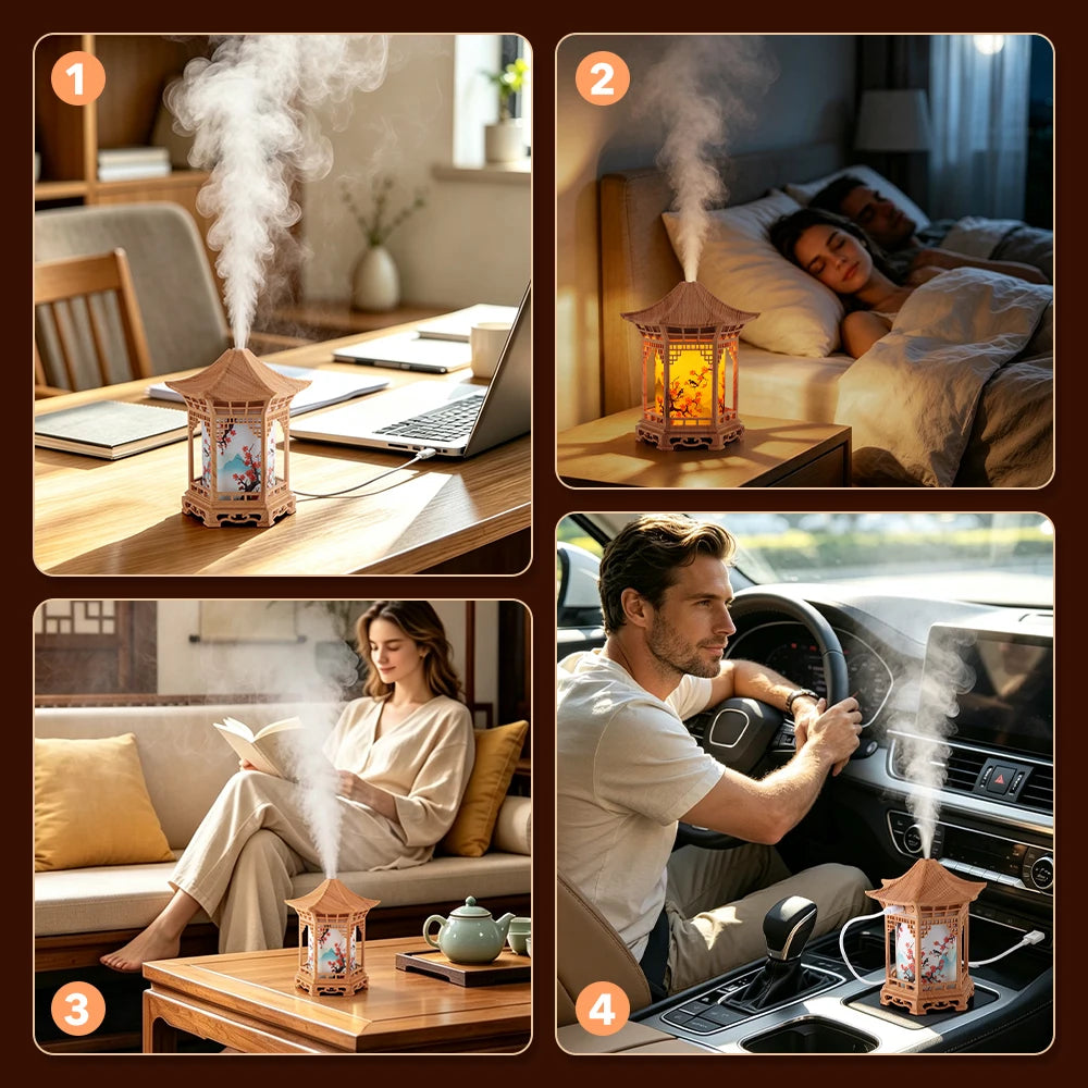 Car Bedroom Desk USB Humidifier Quiet Night Light - 12