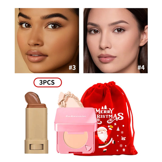 Christmas Makeup Gift Set Foundation Stick And Pressed Powder Compact