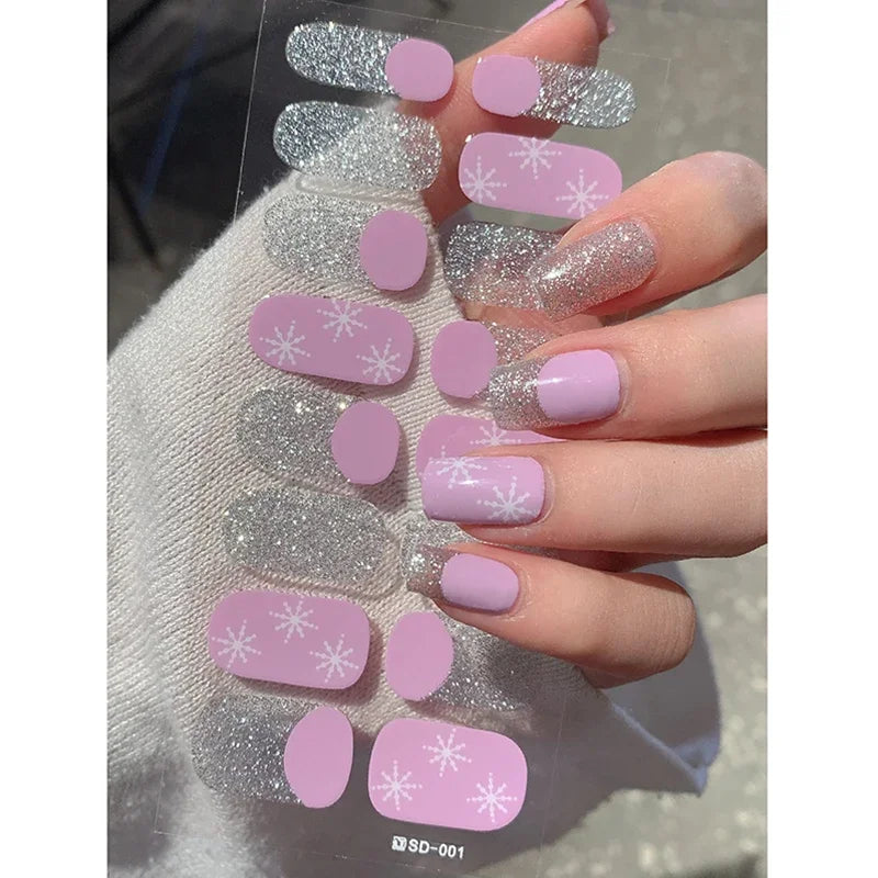 Winter nail art Christmas sticker gel wrap for festive holiday looks