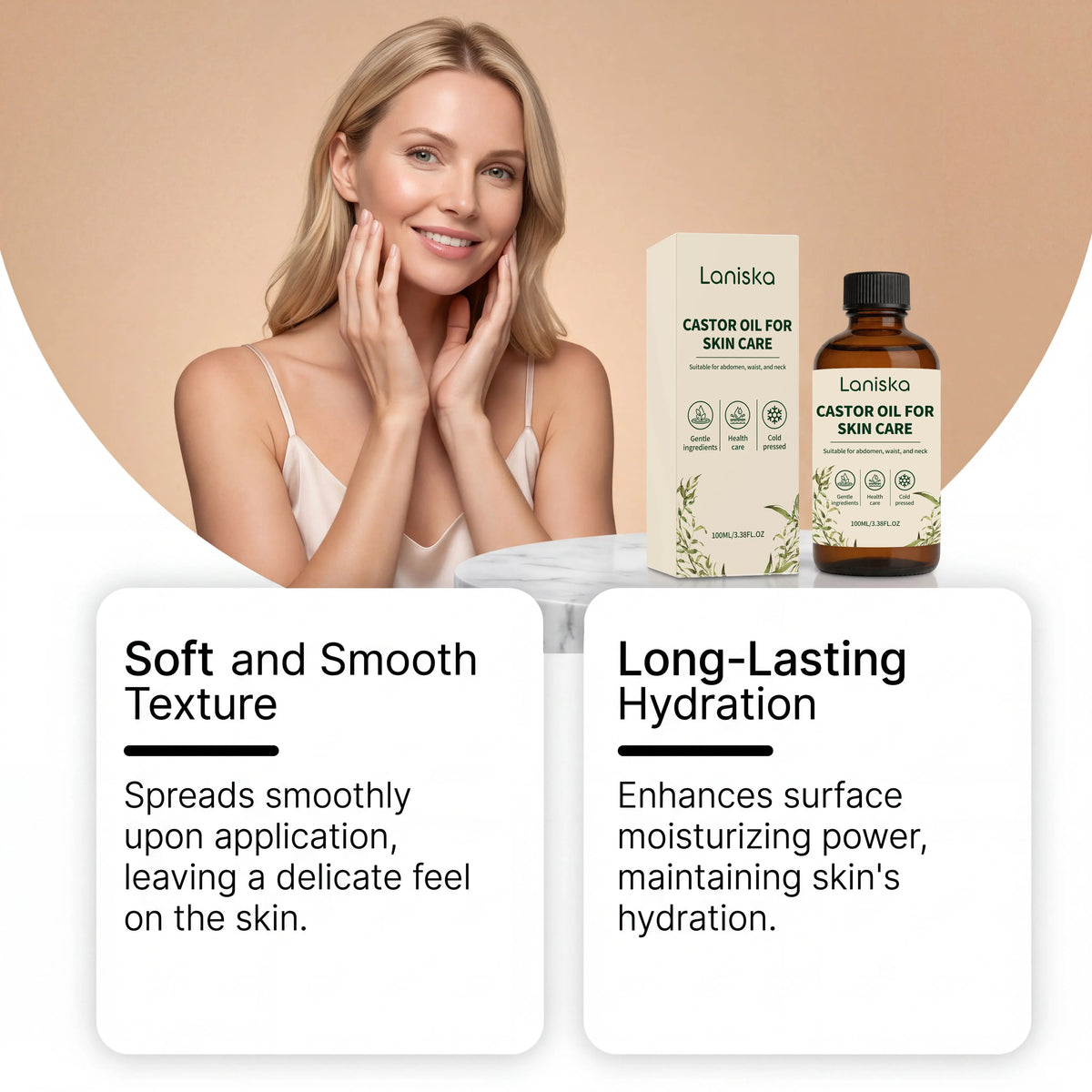 Abdomen and Neck Care Cold Pressed Castor Oil for Deep Hydration