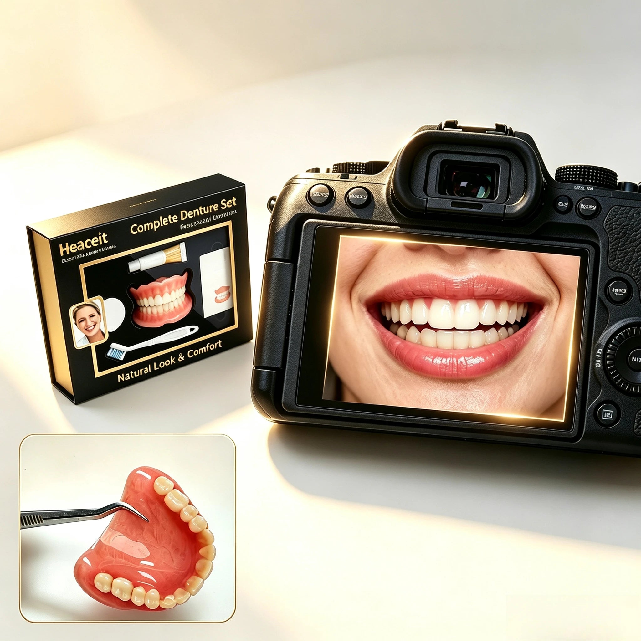 Daily Smile Beauty Silicone Fake Teeth Set Upper And Lower Comfort Fit - 1