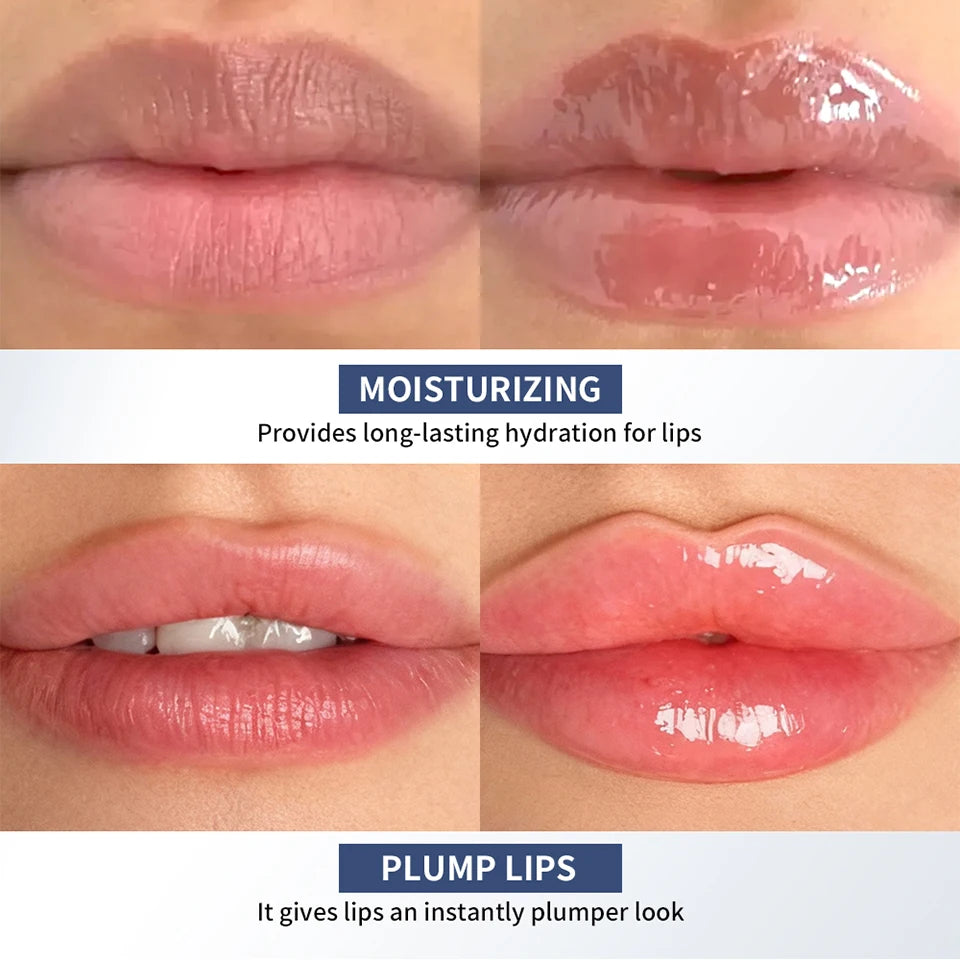 Daily routine dry lips care plump lip oil with glass shine finish
