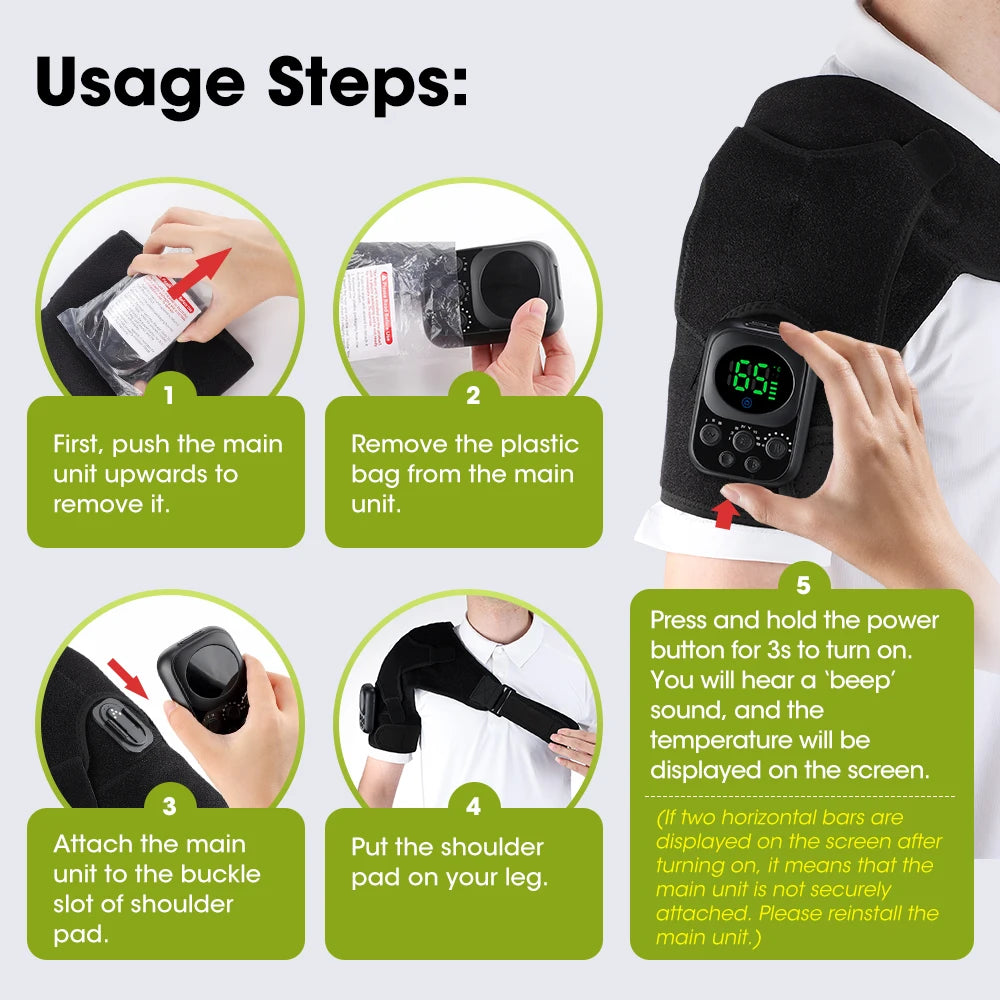 At home cordless shoulder heating massager with app control and vibration - 29