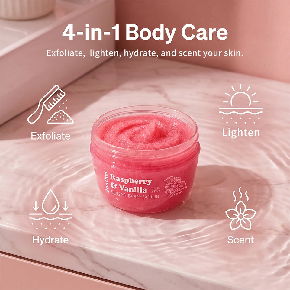 Shower Routine Raspberry Vanilla Sugar Body Scrub for Smooth Skin Care