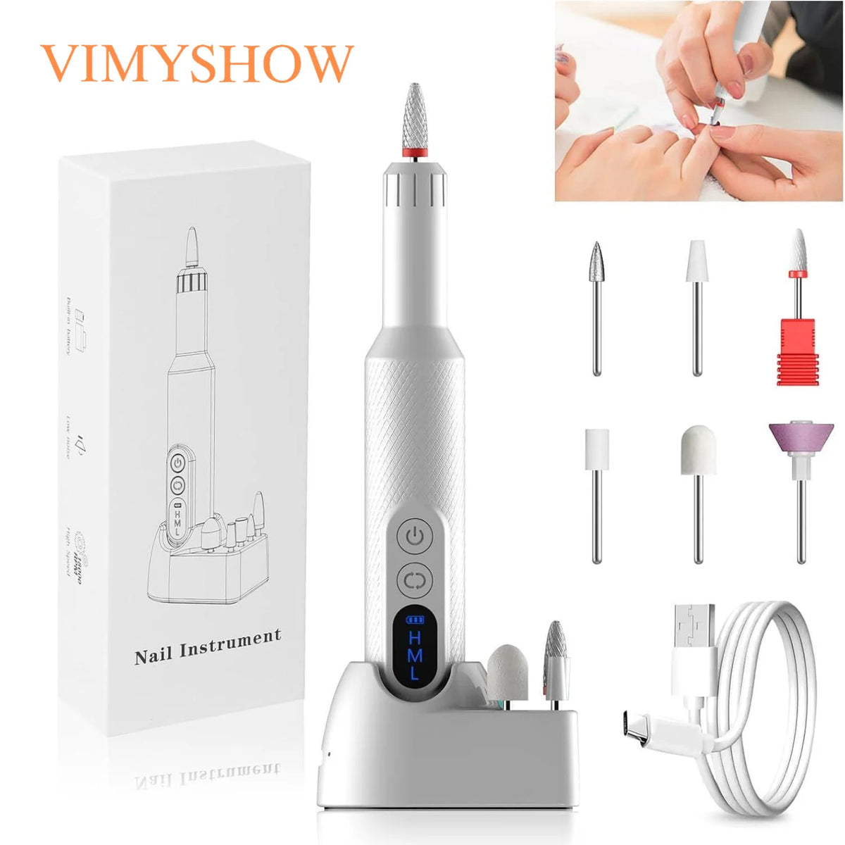 Salon Manicure Electric Nail File Machine for Easy At Home Gel Filing