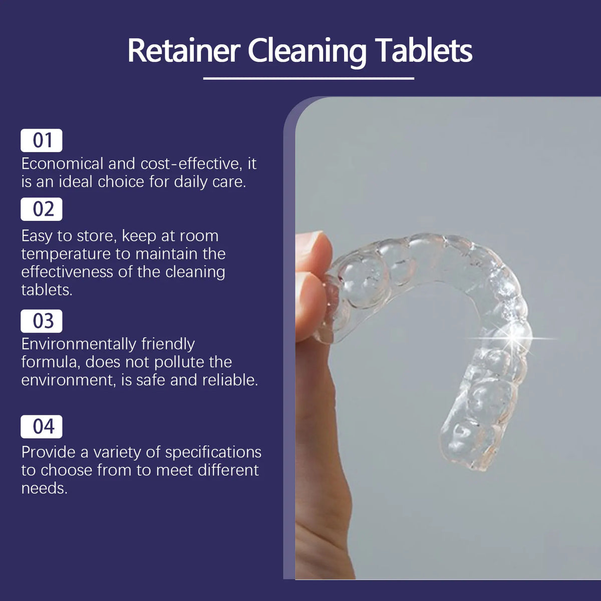 Daily Dental Care Denture Cleaning Tablets for Fresh Breath and Plaque Removal