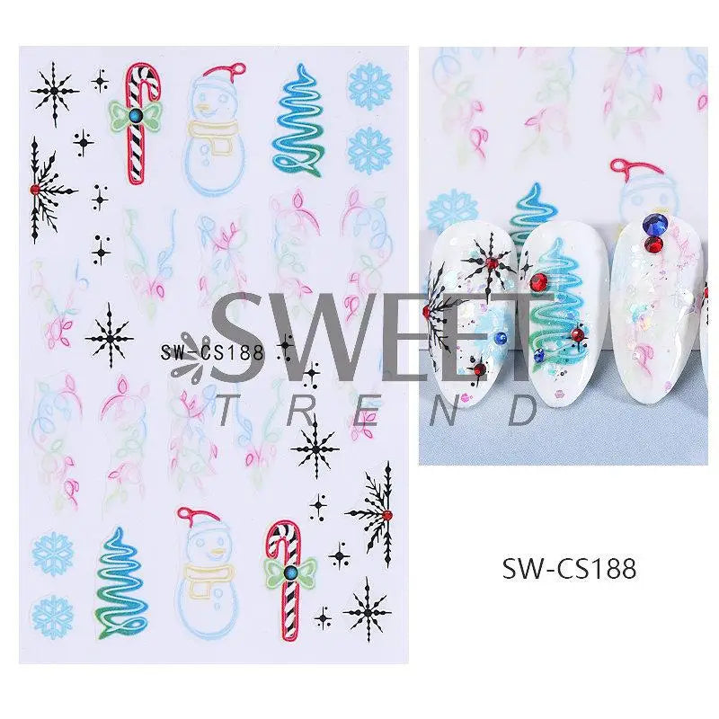 Christmas party nail art decor winter sticker for holiday manicure styling - 27