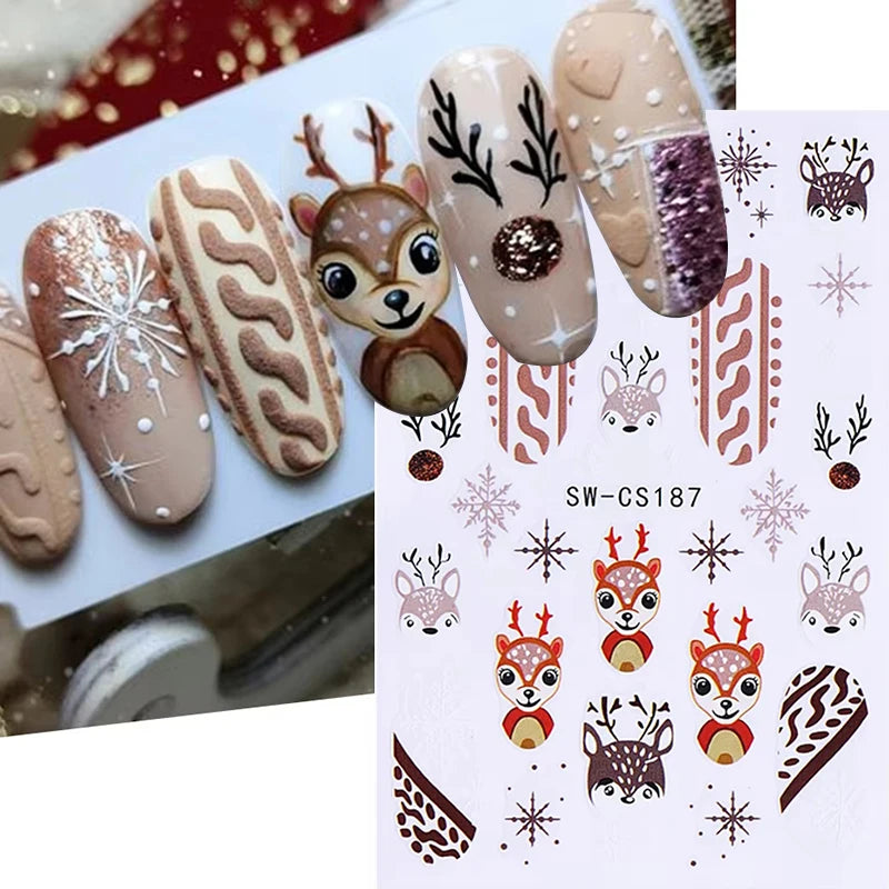 Christmas party nail art decor winter sticker for holiday manicure styling - 10