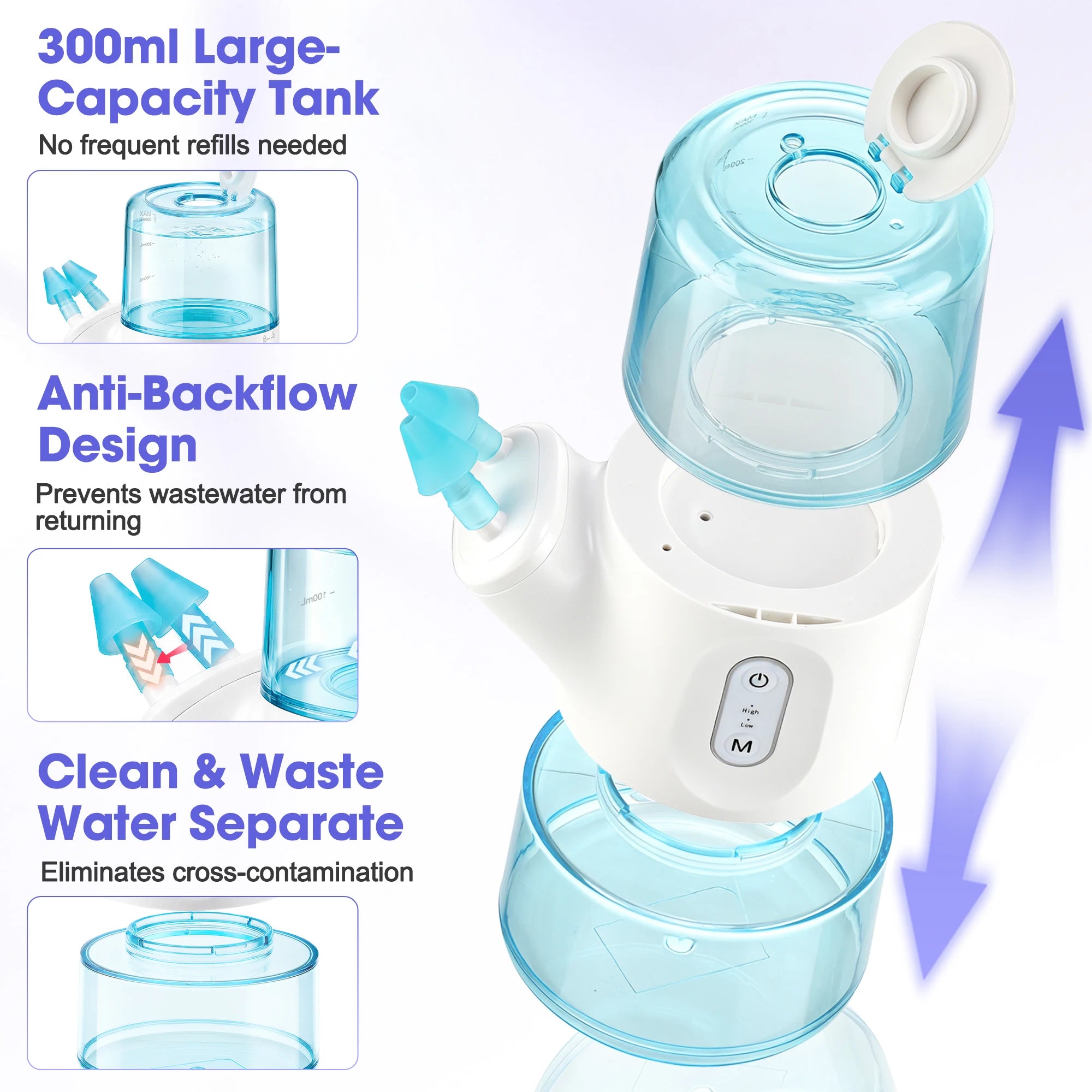 At Home Electric Nasal Irrigator with Rotating Nozzle and Water Tank - 9