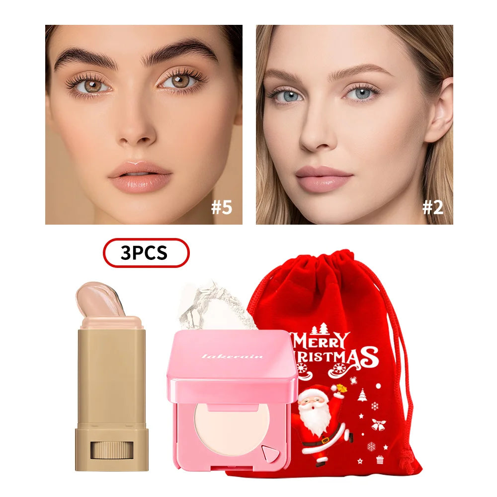 Christmas Gift Foundation Stick Pressed Powder Set Long Lasting Matte - 35