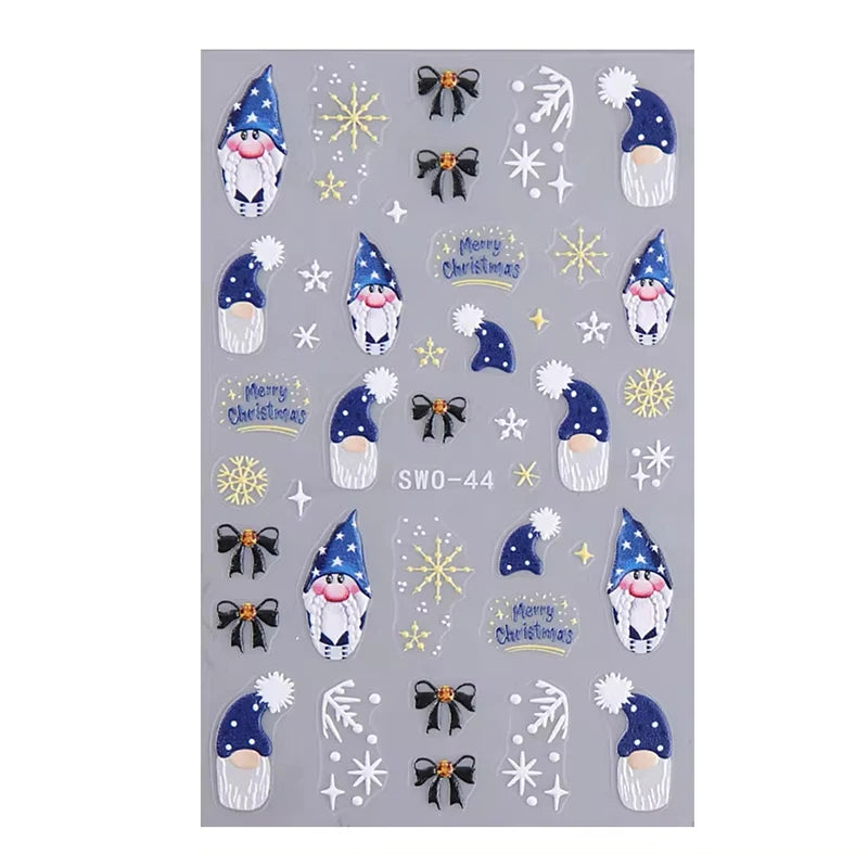 Christmas party nail art decor winter sticker for holiday manicure styling