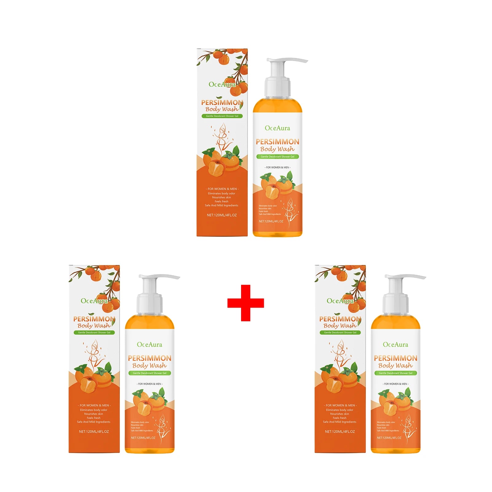 Bathroom Shower Persimmon Body Wash Exfoliating Oil Control Skin Odor Remover - 16