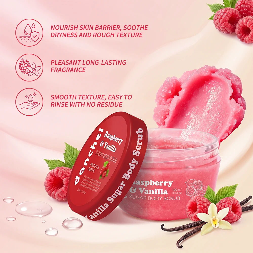 Shower Routine Raspberry Vanilla Sugar Body Scrub for Smooth Skin Care
