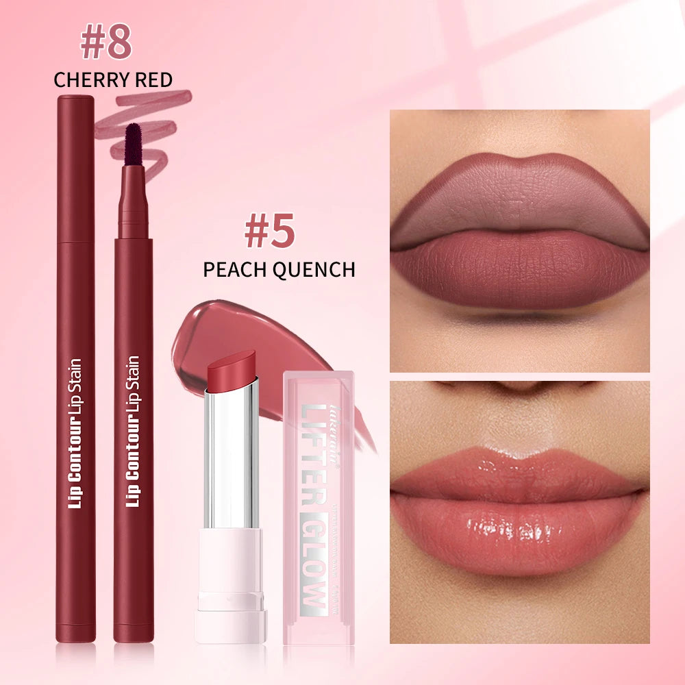 Daily Makeup Lip Liner Pencil and Moisturizing Balm Set for Natural Look - 8