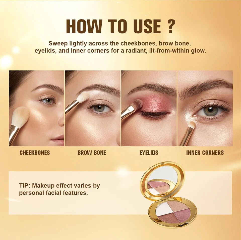 Daily Makeup Highlighting Eye and Cheek Palette for a Radiant Glow