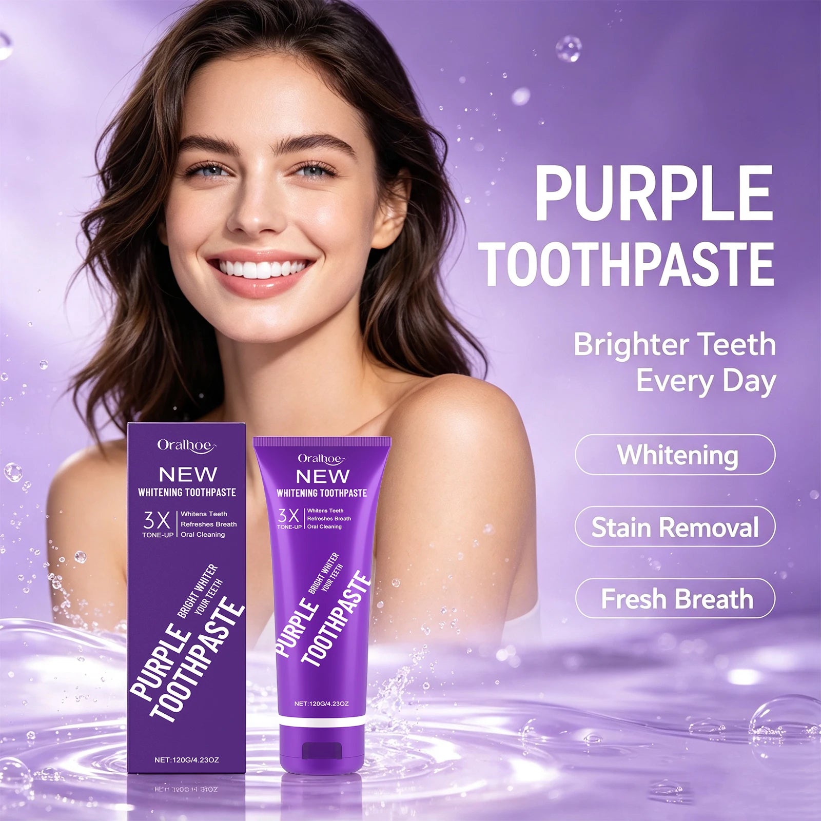 Daily Routine Purple Whitening Toothpaste for Fresh Breath and Clean Teeth - 1