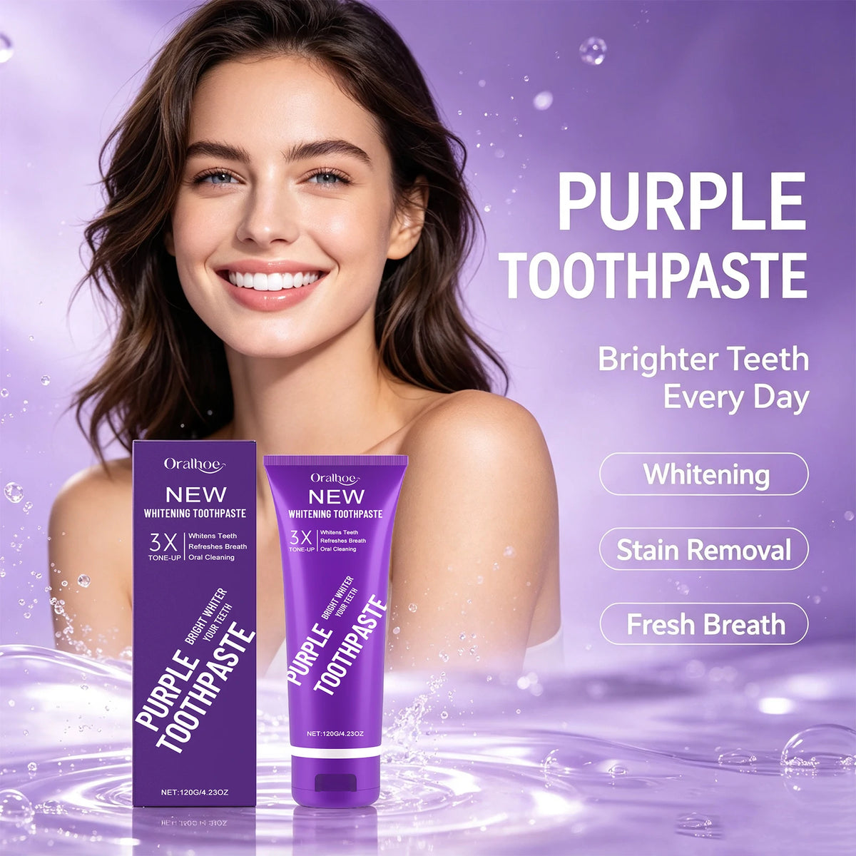 Daily Routine Purple Whitening Toothpaste for Fresh Breath and Clean Teeth