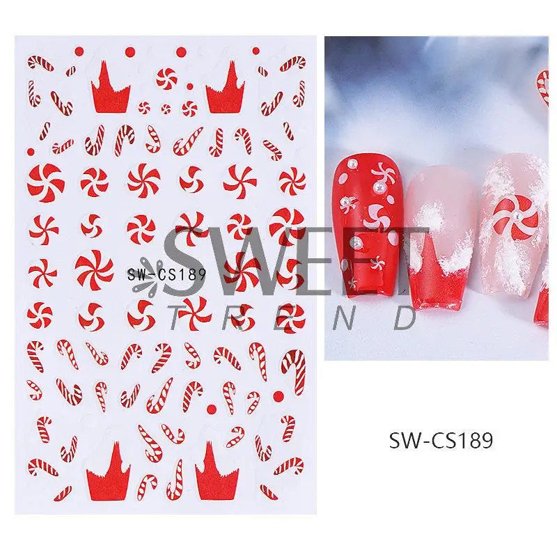 Christmas party nail art decor winter sticker for holiday manicure styling