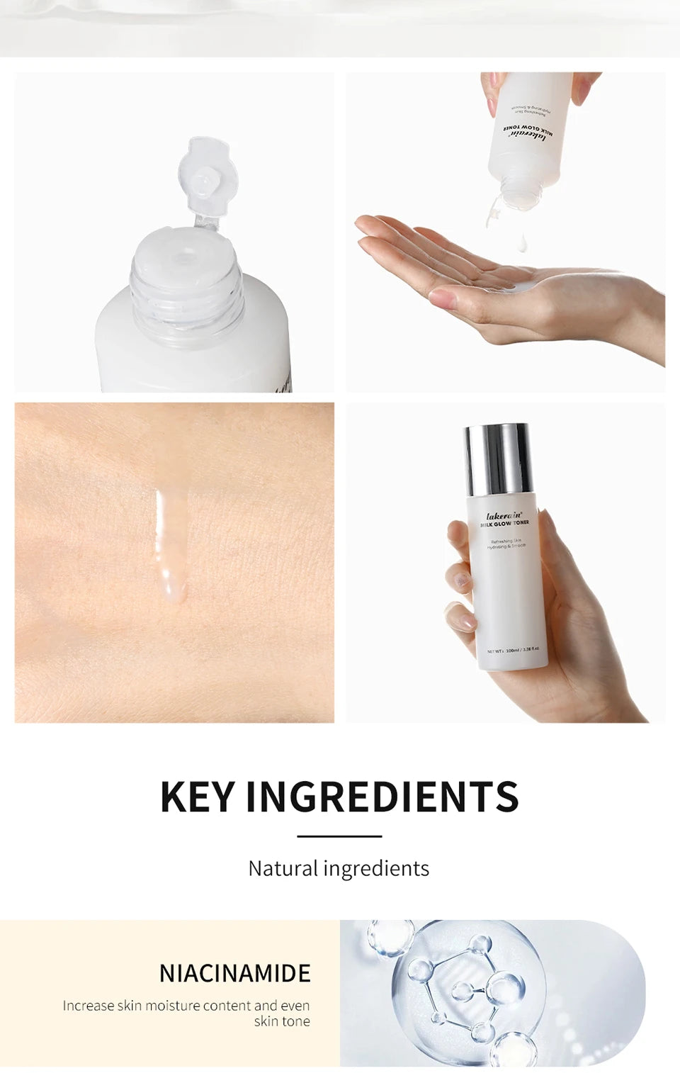 Daily Skin Care Milk Glow Toner for Dry And Tired Skin Hydration