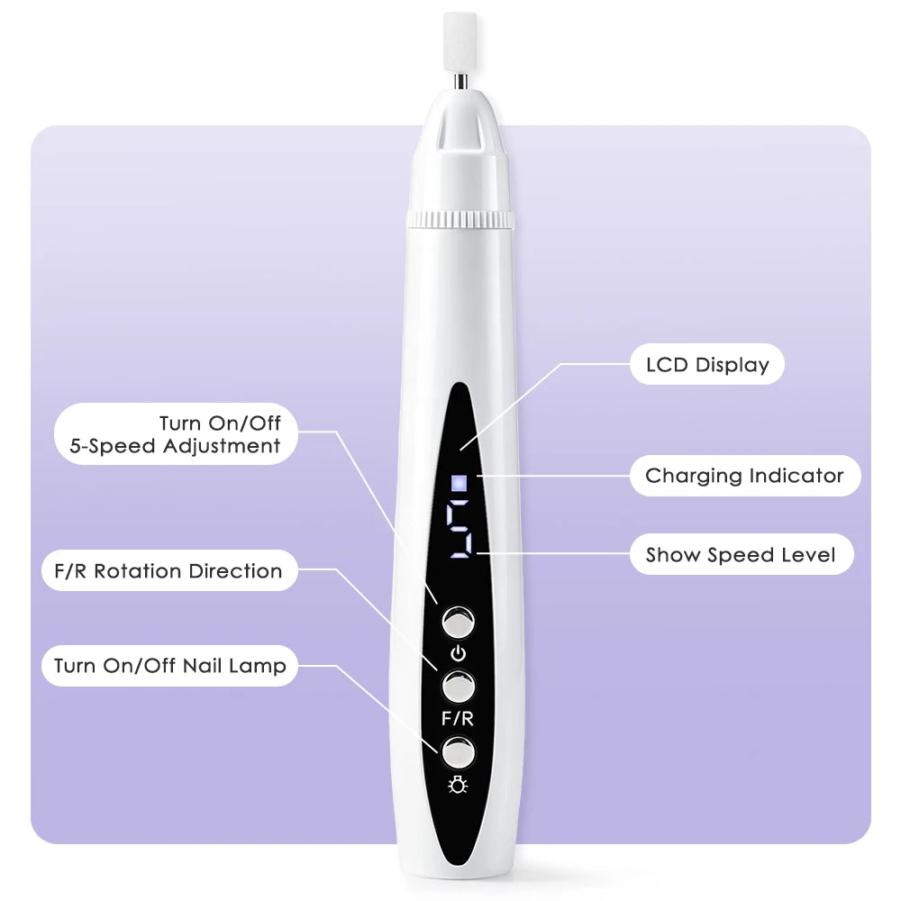 Home salon electric nail drill and UV lamp for gel nails manicure care