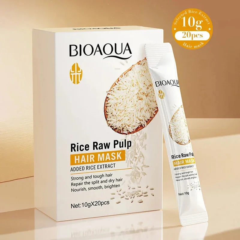 Dry Hair Rice Raw Pulp Hair Mask for deep damage repair and smooth care