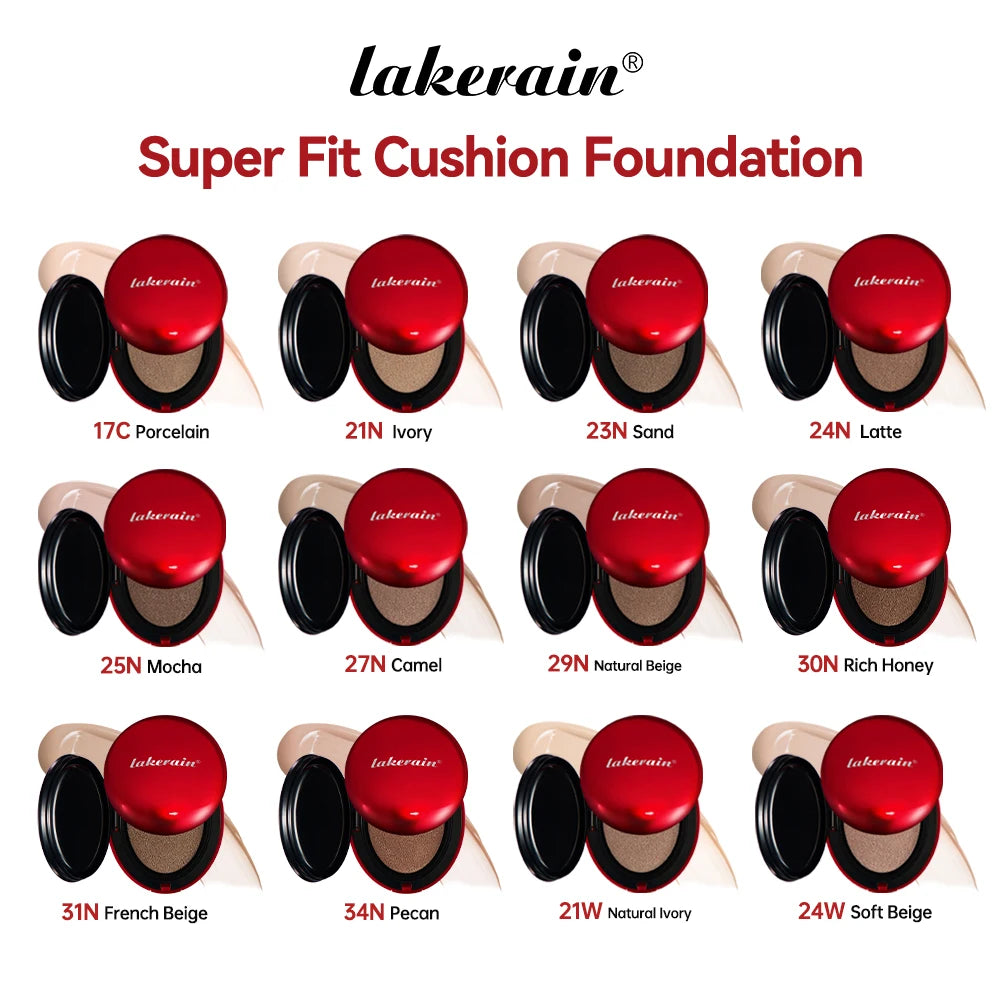 Korean makeup Super Fit Cushion Foundation with waterproof cover.