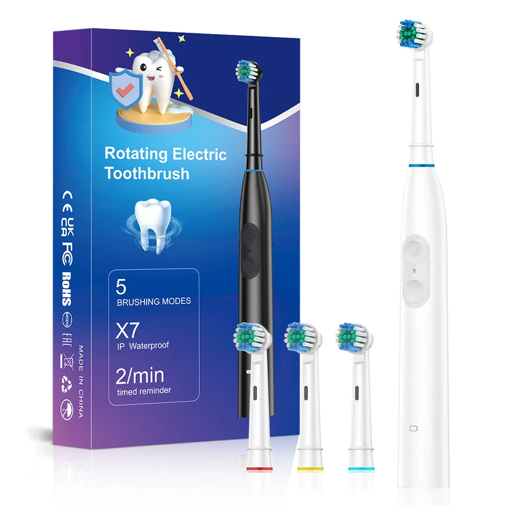 Daily Routine Electric Toothbrush with Rotating Head and Multiple Modes
