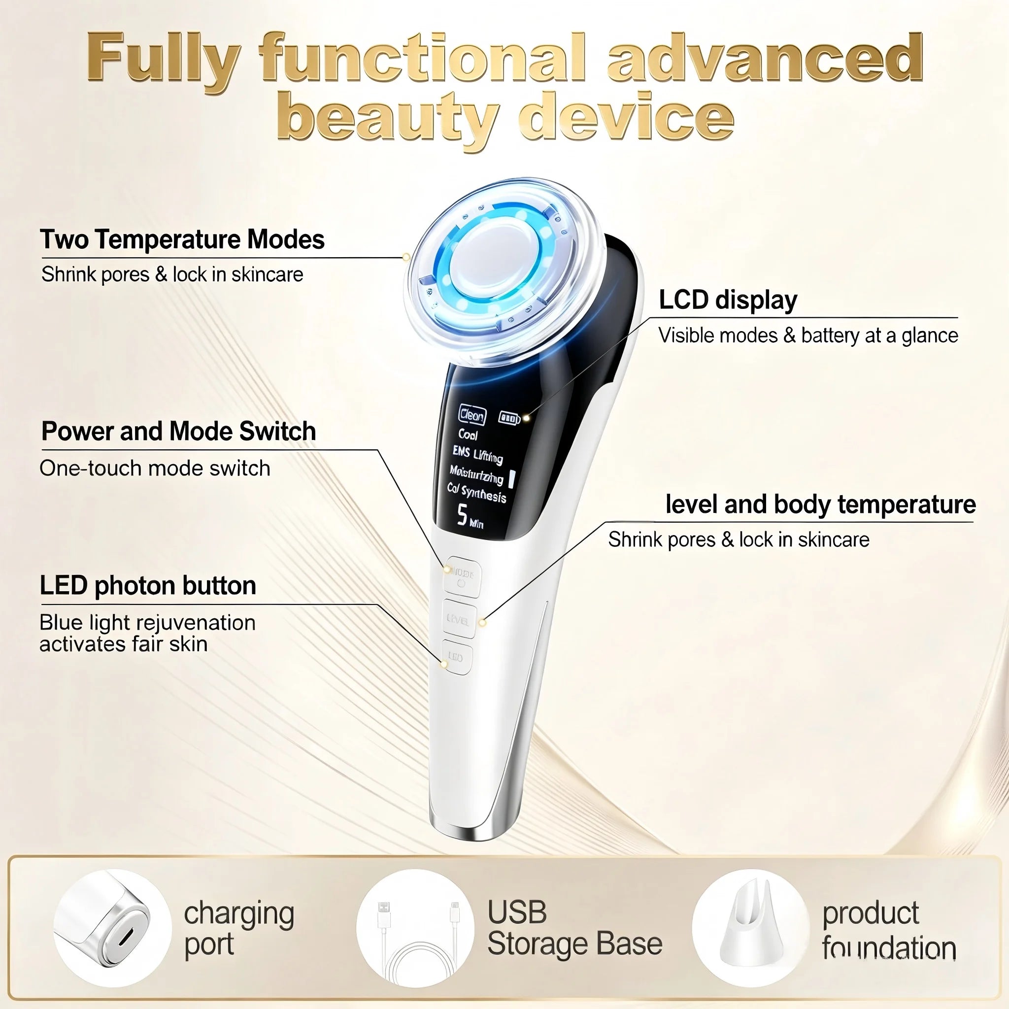 At Home Facial Care Micro Current Beauty Device For Skin Firming - 12