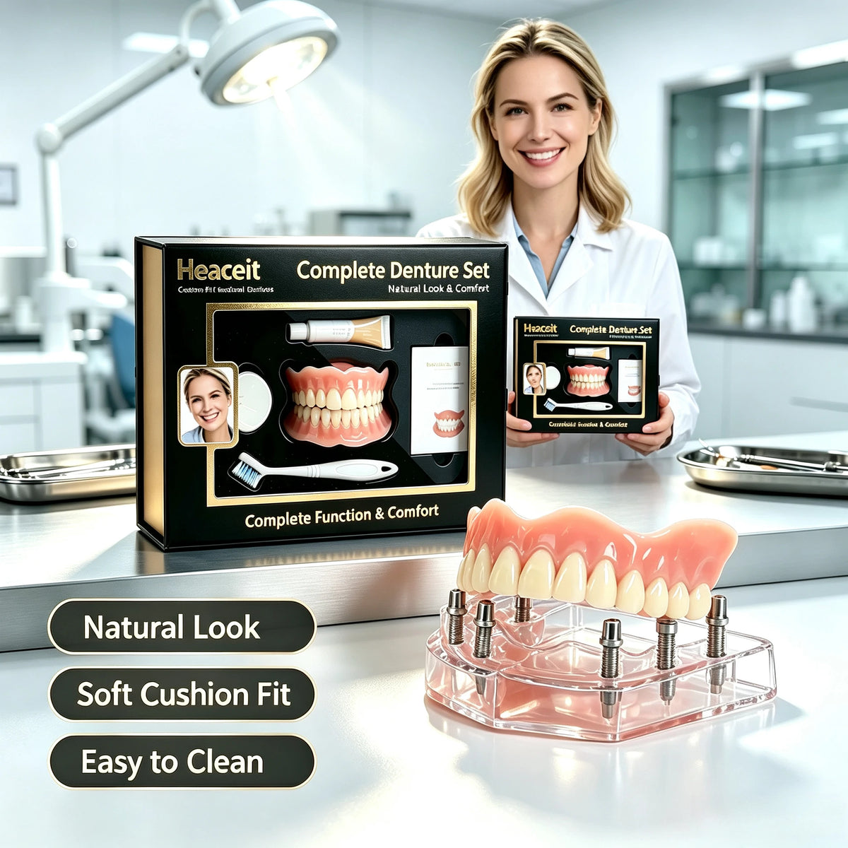 Daily Smile Beauty Silicone Fake Teeth Set Upper And Lower Comfort Fit
