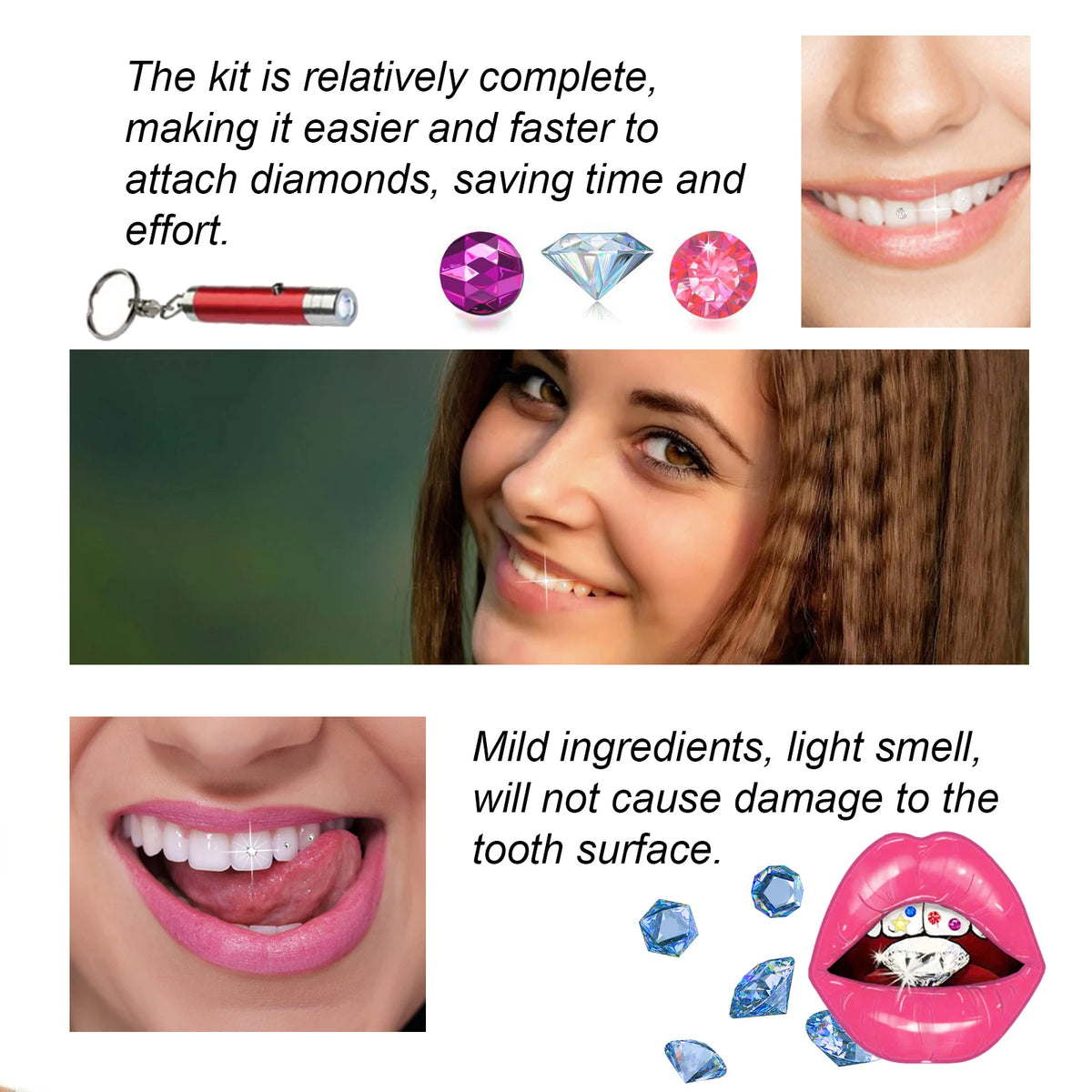 At Home DIY Tooth Gems Kit With Glue And UV Light Sparkle Ornaments