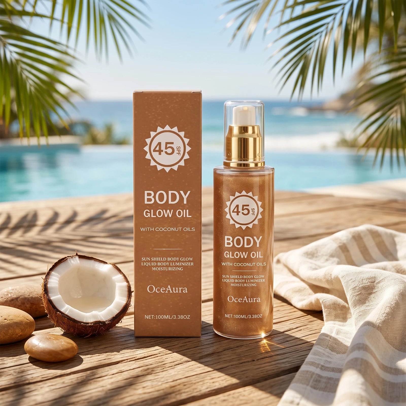 Beach days glowing body oil with SPF 45 coconut protection - 4