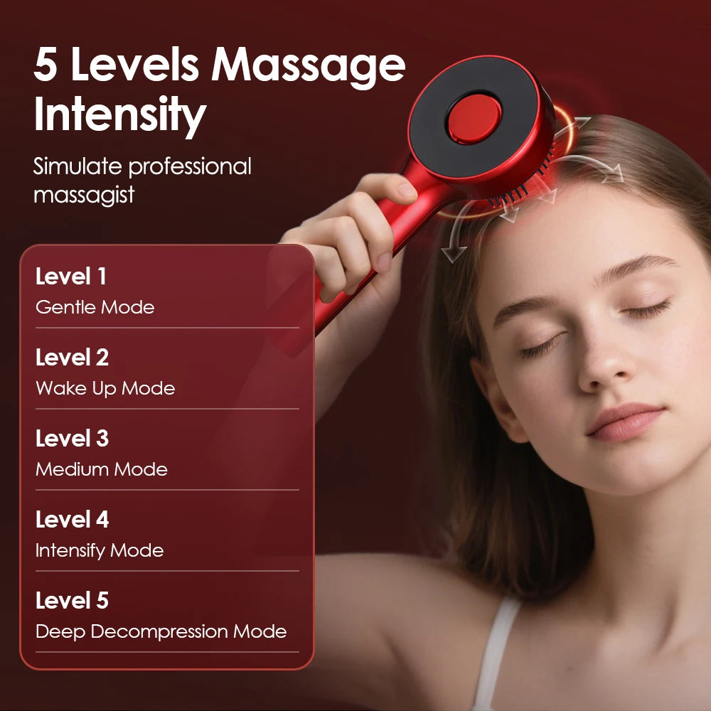 At Home Electric Scalp Massage Comb with Red Light and Oil Applicator - 7