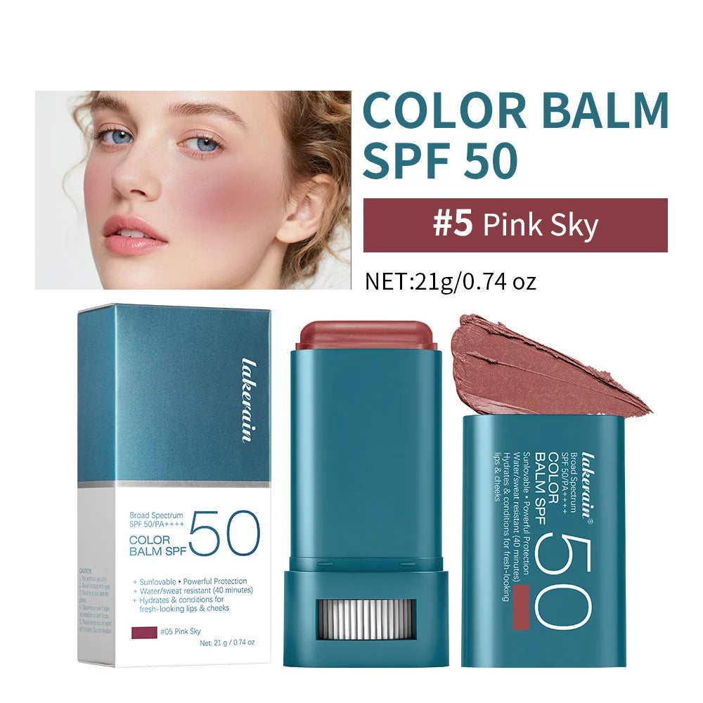 Outdoor Makeup SPF 50 Blush Balm Stick for Sun Protection and Color - 24