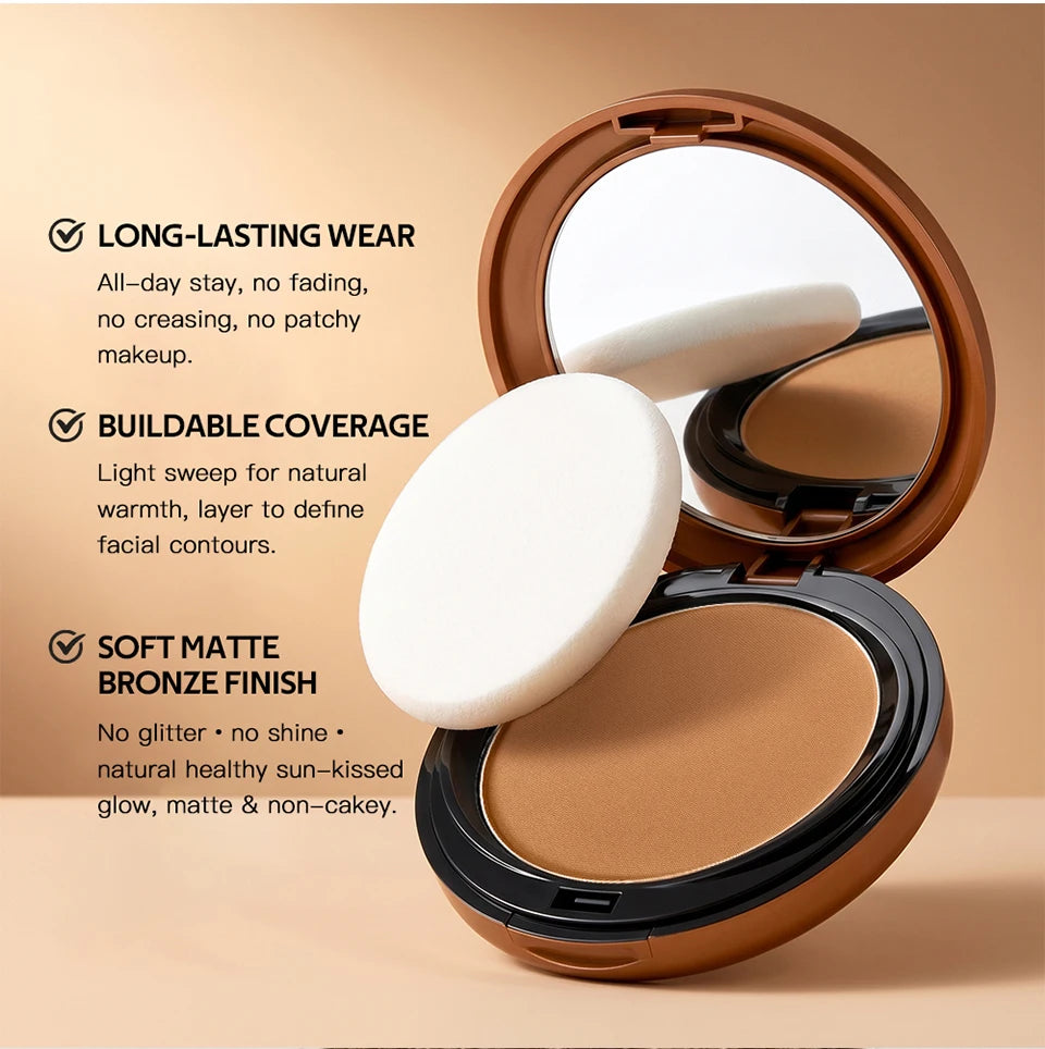 Daily Makeup Bronze Compact Powder for Flawless Matte Finish Coverage