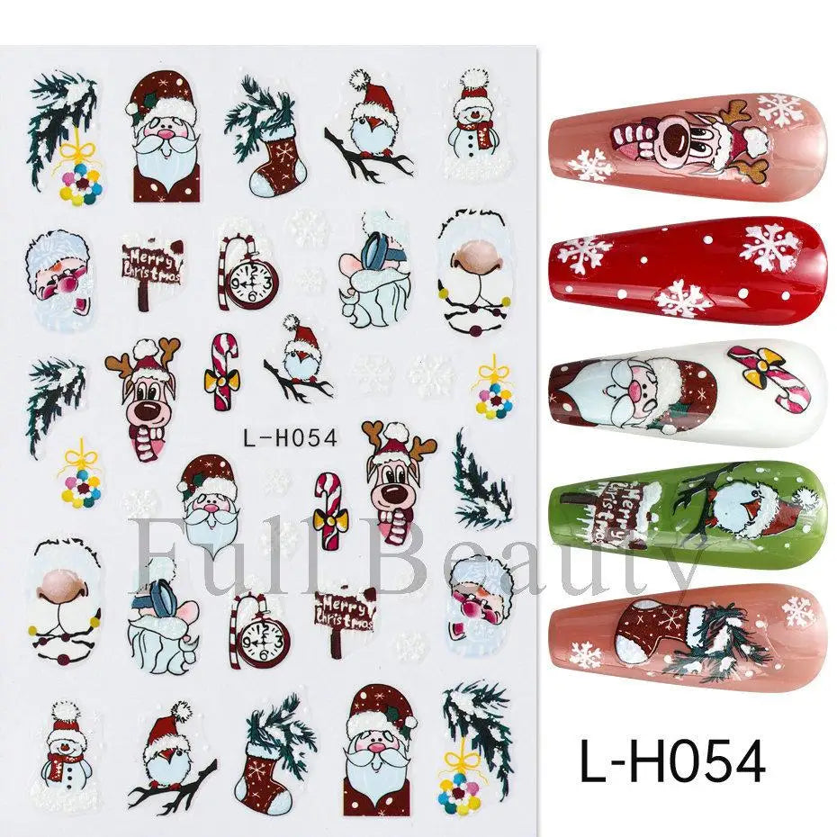 Christmas party nail art decor winter sticker for holiday manicure styling